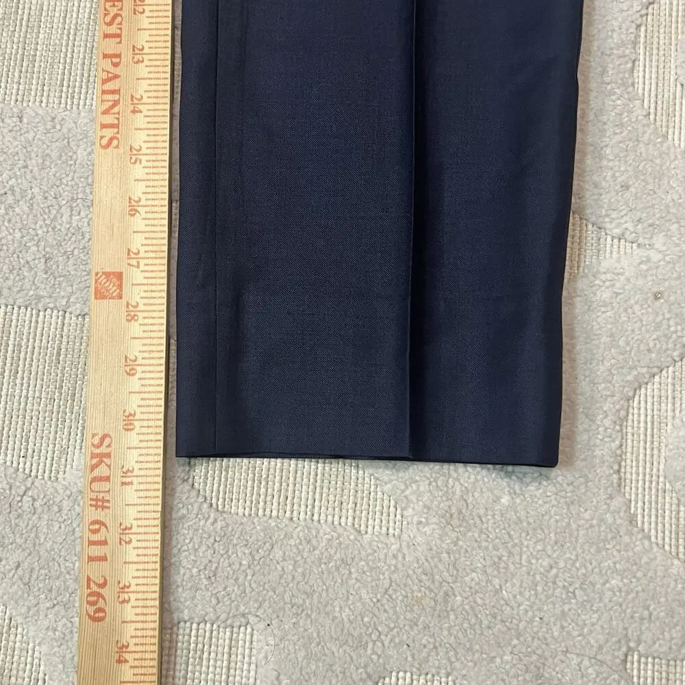 INCOTEX Pants Mens 34 (33x30) Slowear Classic Fit Wool Trousers Navy Blue EUC